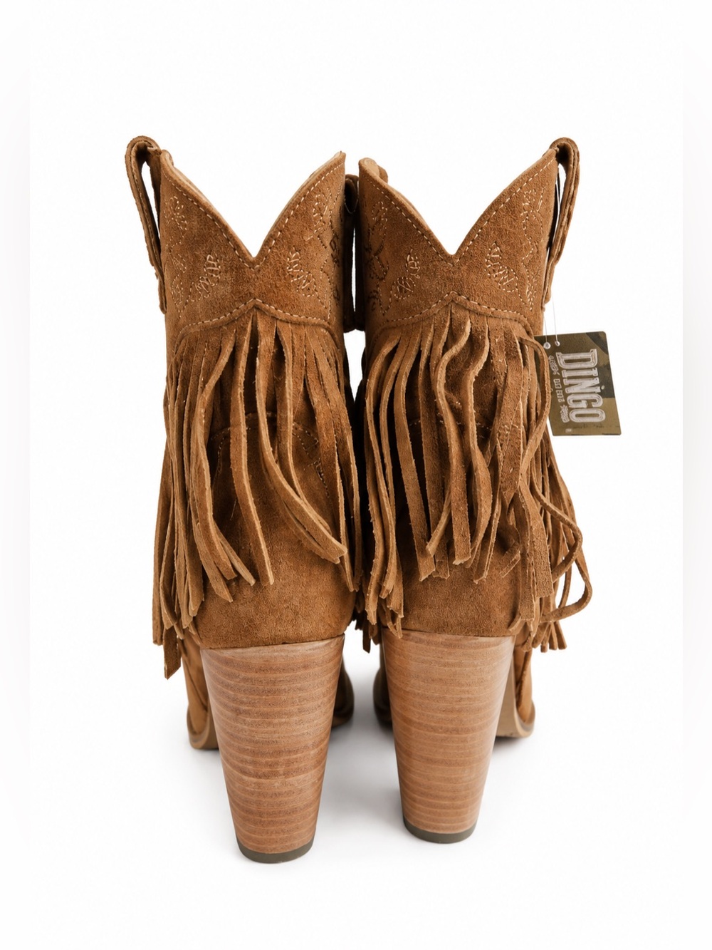 Dingo Crazy Train Fringe Western Boots 8.5 Camel Suede BNWT & Box SOLD OUT - Picture 6 of 14